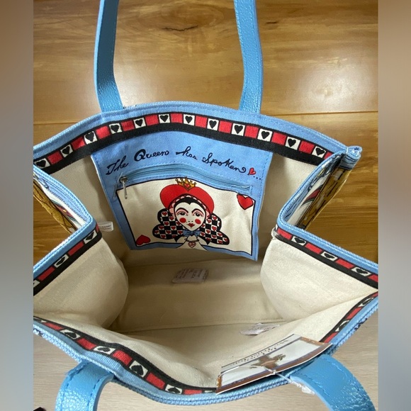NWT Brighton In Love We Trust Queen of Hearts Print Canvas Shoulder Purse Tote - Picture 7 of 13